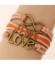 Jesus Love and Infinite Sign Pendants Multi-layer Weaving Fashoion Bracelet