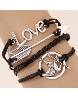 Arrow in Bird Jaw Love Theme Multi-layer Weaving Fashion Bracelet