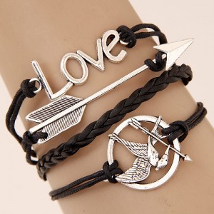 Arrow in Bird Jaw Love Theme Multi-layer Weaving Fashion Bracelet