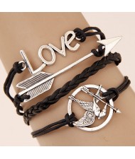 Arrow in Bird Jaw Love Theme Multi-layer Weaving Fashion Bracelet