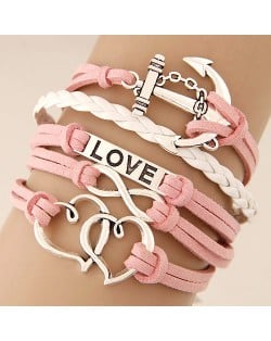 Linked Hearts Love Theme Multi-layer Weaving Fashion Bracelet