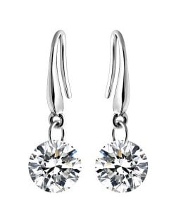 Korean Fashion Sweet Sparkling Gem Pendant Copper Ear Studs - Transparent