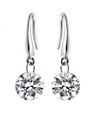 Korean Fashion Sweet Sparkling Gem Pendant Copper Ear Studs - Transparent