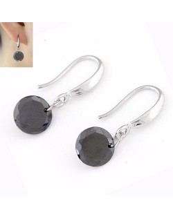 Korean Fashion Sweet Sparkling Gem Pendant Copper Ear Studs - Gray