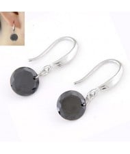 Korean Fashion Sweet Sparkling Gem Pendant Copper Ear Studs - Gray