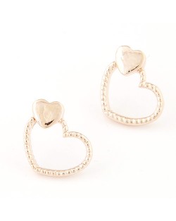 Korean Fashion Sweet Hearts Design Fashion Ear Studs - Golden