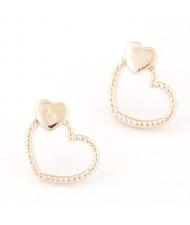 Korean Fashion Sweet Hearts Design Fashion Ear Studs - Golden