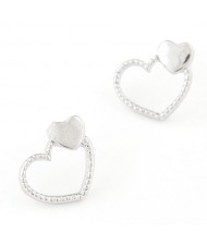 Korean Fashion Sweet Hearts Design Fashion Ear Studs - Silver