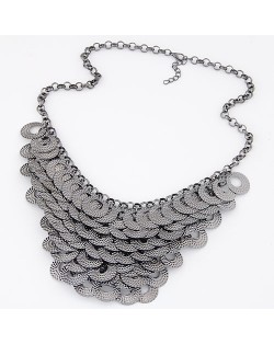 Hollow Alloy Rounds Cluster Design Statement Fashion Necklace