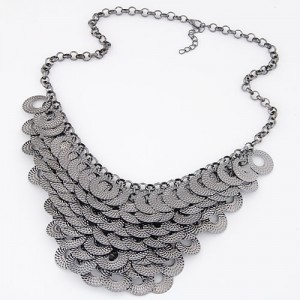 Hollow Alloy Rounds Cluster Design Statement Fashion Necklace
