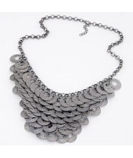 Hollow Alloy Rounds Cluster Design Statement Fashion Necklace