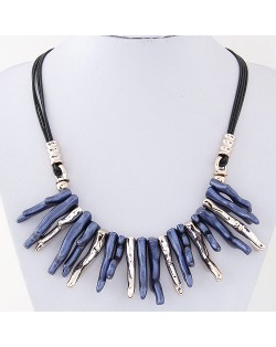 Resin Artistic Design Pendants Fashion Costume Rope Necklace - Blue