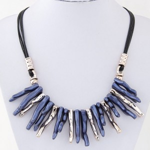 Resin Artistic Design Pendants Fashion Costume Rope Necklace - Blue