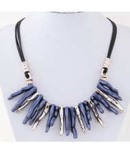 Resin Artistic Design Pendants Fashion Costume Rope Necklace - Blue