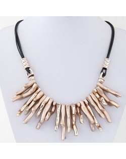 Resin Artistic Design Pendants Fashion Costume Rope Necklace - Khaki