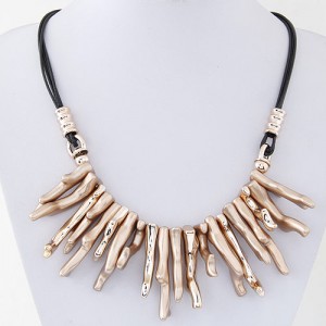 Resin Artistic Design Pendants Fashion Costume Rope Necklace - Khaki