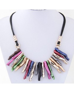 Resin Artistic Design Pendants Fashion Costume Rope Necklace - Multicolor