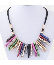 Resin Artistic Design Pendants Fashion Costume Rope Necklace - Multicolor