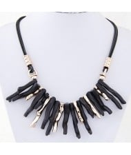 Resin Artistic Design Pendants Fashion Costume Rope Necklace - Black