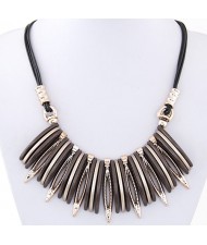 Artistic Bars and Hollow Leaves Pendant Statement Fashion Necklace - Coffee