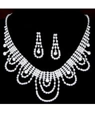 Korean Fashion Giant Water-drop Brides Rhinestone Necklace and Earrings Set