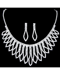 Hollow Waterdrops Design Rhinestone Necklace and Earrings Set