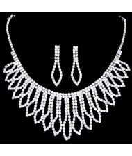 Hollow Waterdrops Design Rhinestone Necklace and Earrings Set