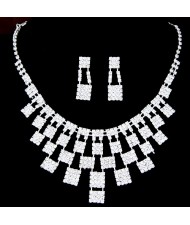 Squares Combo Design Rhinestone Necklace and Earrings Set