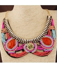 Bohemian Fashion Mini Beads with Gems Inlaid Fake Collar Design Costume Necklace