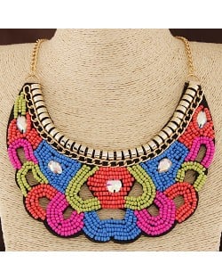 Colorful Mini Beads Weaving Bohemian Design Costume Fashion Necklace