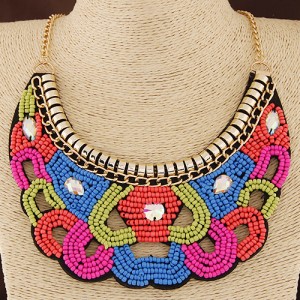 Colorful Mini Beads Weaving Bohemian Design Costume Fashion Necklace