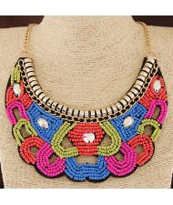 Colorful Mini Beads Weaving Bohemian Design Costume Fashion Necklace
