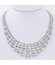 Delicate Czech Rhinestone Short Fashion Necklace - Silver