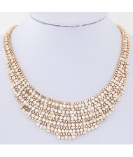 Delicate Czech Rhinestone Short Fashion Necklace - Golden