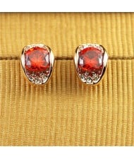 Elegant Red Crystal Rose Gold Earrings