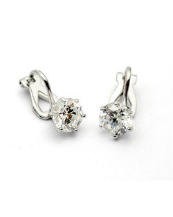 Six Claw Austrian Crystal Platinum Plated Ear Clips