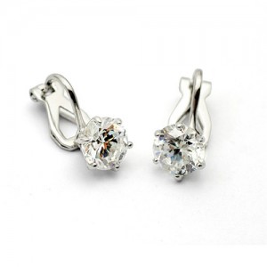 Six Claw Austrian Crystal Platinum Plated Ear Clips