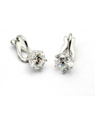 Six Claw Austrian Crystal Platinum Plated Ear Clips