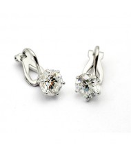 Six Claw Austrian Crystal Platinum Plated Ear Clips