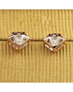 Round Purple Austrian Crystal 18K Rose Gold Dangling Earrings