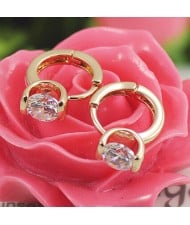 Austrian Crystal Embedded Classic Design Rose Gold Ear Clips