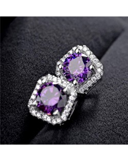 Stars Cluster Design Platinum Plated Earrings