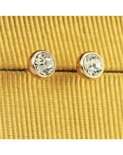 Rhinestone Inlaid Classic Plain Style Rose Gold Ear Studs