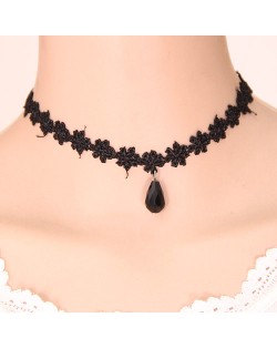 Waterdrop Pendant Floral Lace Fashion Necklace