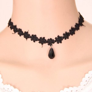 Waterdrop Pendant Floral Lace Fashion Necklace