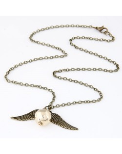 Angel Wings with Golden Ball Pendant Vintage Chain Fashion Necklace