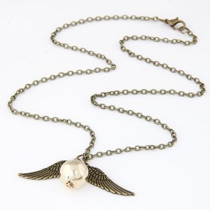 Angel Wings with Golden Ball Pendant Vintage Chain Fashion Necklace