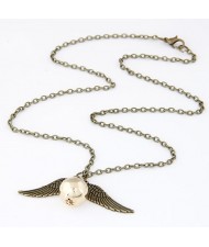 Angel Wings with Golden Ball Pendant Vintage Chain Fashion Necklace