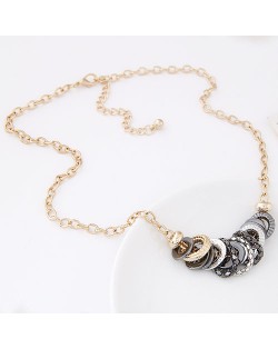 Snake Skin Texture Rings Pendant Golden Chain Necklace