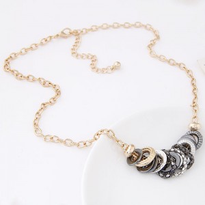 Snake Skin Texture Rings Pendant Golden Chain Necklace